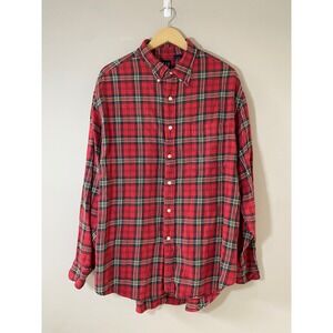 Vintage 90s Gap Flannel Button Up Mens XLARGE Red Plaid Grunge Shirt Punk Retro